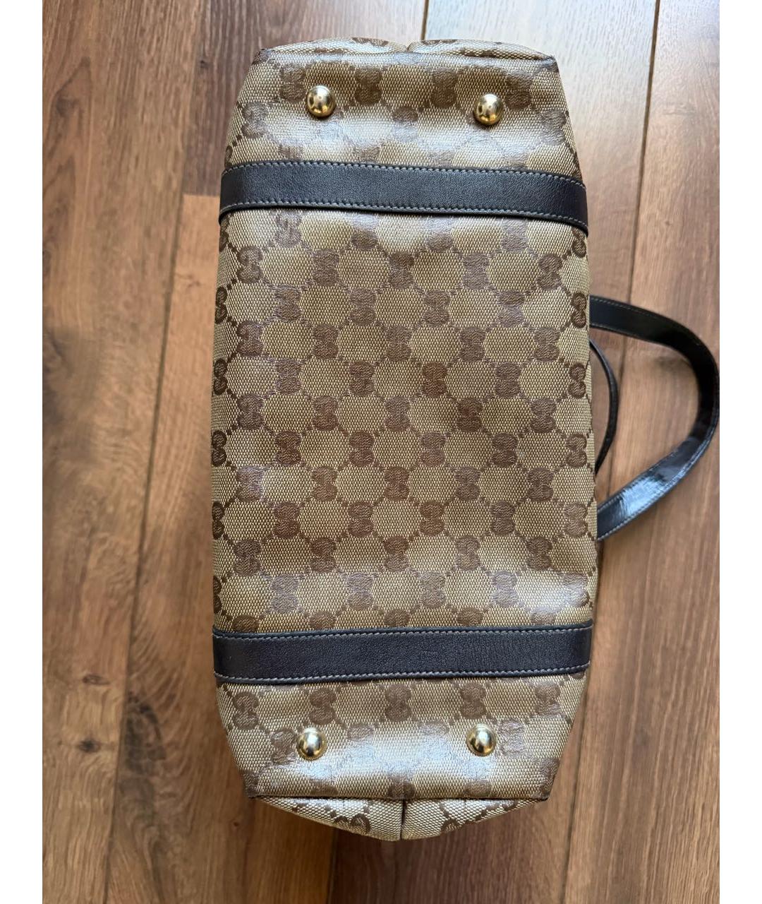 GUCCI Коричневая сумка с короткими ручками из канвы, фото 3