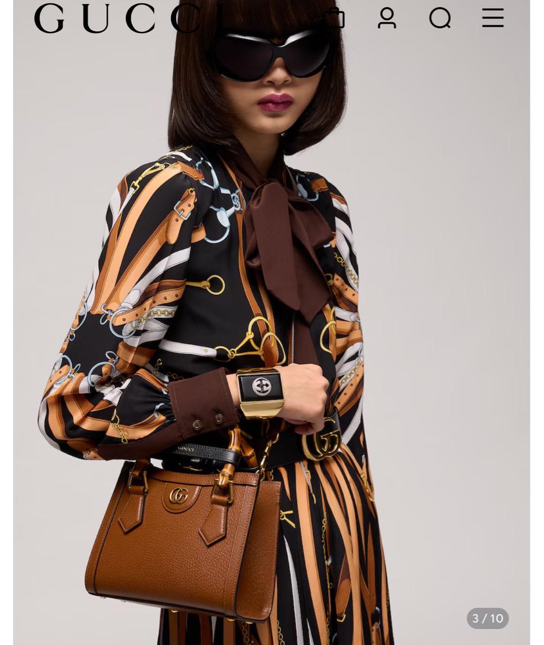 GUCCI Коричневая кожаная сумка с короткими ручками, фото 5