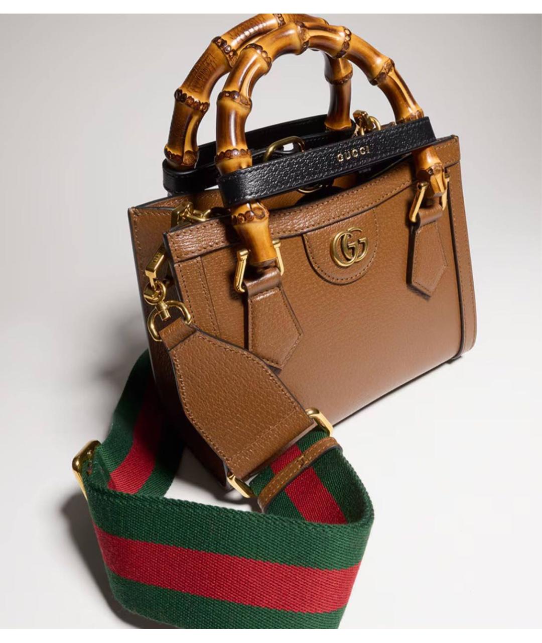 GUCCI Коричневая кожаная сумка с короткими ручками, фото 3