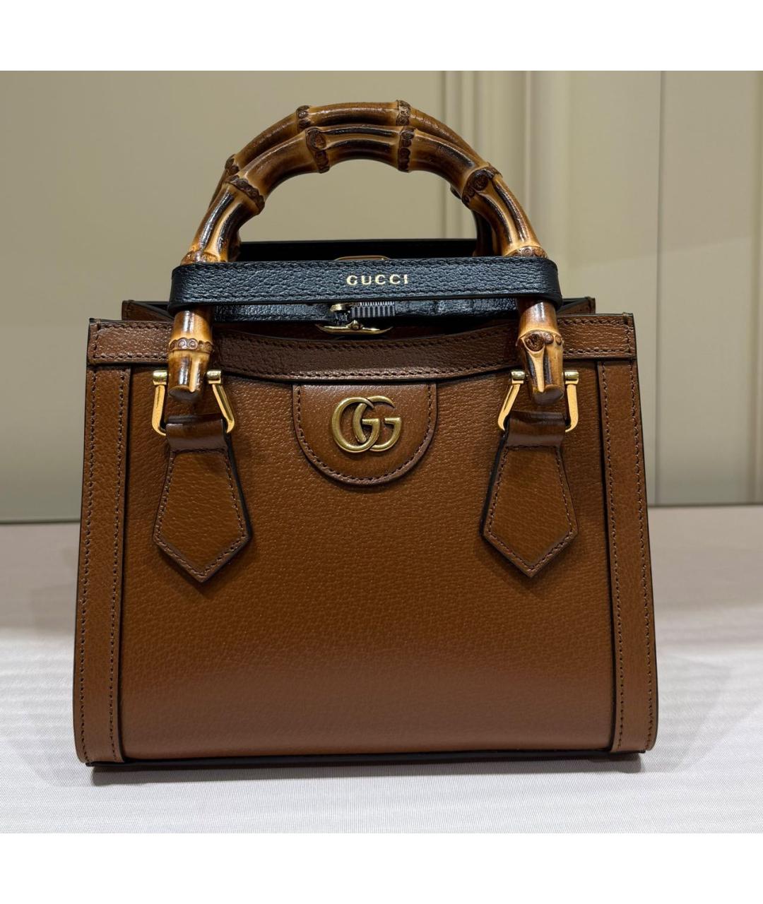 GUCCI Коричневая кожаная сумка с короткими ручками, фото 7