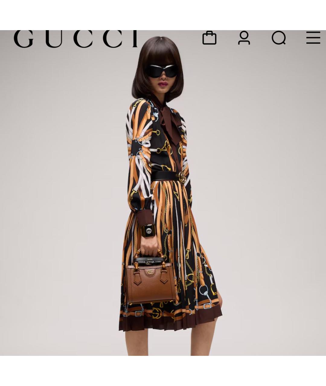 GUCCI Коричневая кожаная сумка с короткими ручками, фото 6