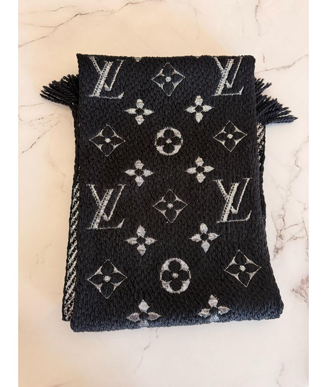 LOUIS VUITTON Черный шерстяной шарф, фото 5