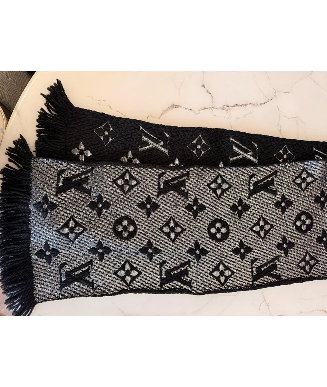 LOUIS VUITTON Черный шерстяной шарф, фото 4