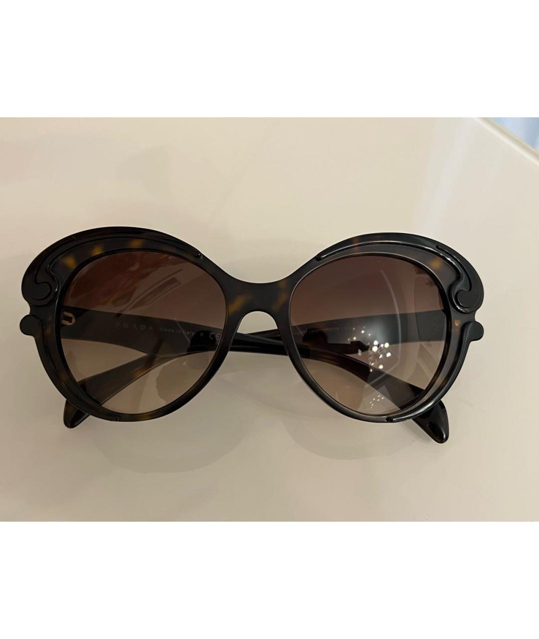 PRADA Коричневые пластиковые солнцезащитные очки, фото 9
