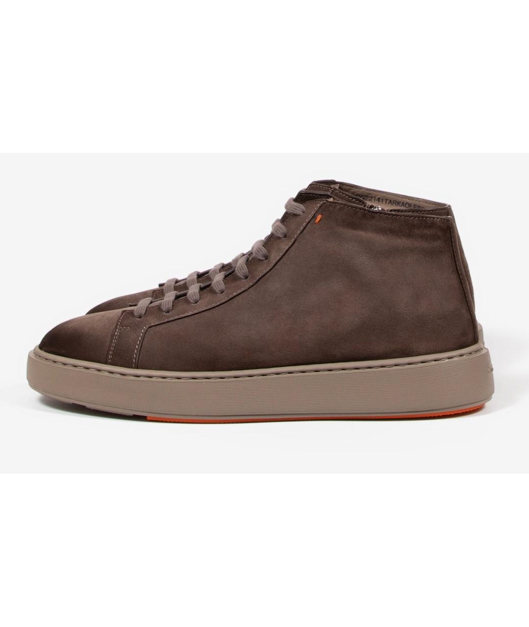 SANTONI Коричневые замшевые высокие кроссовки / кеды, фото 2