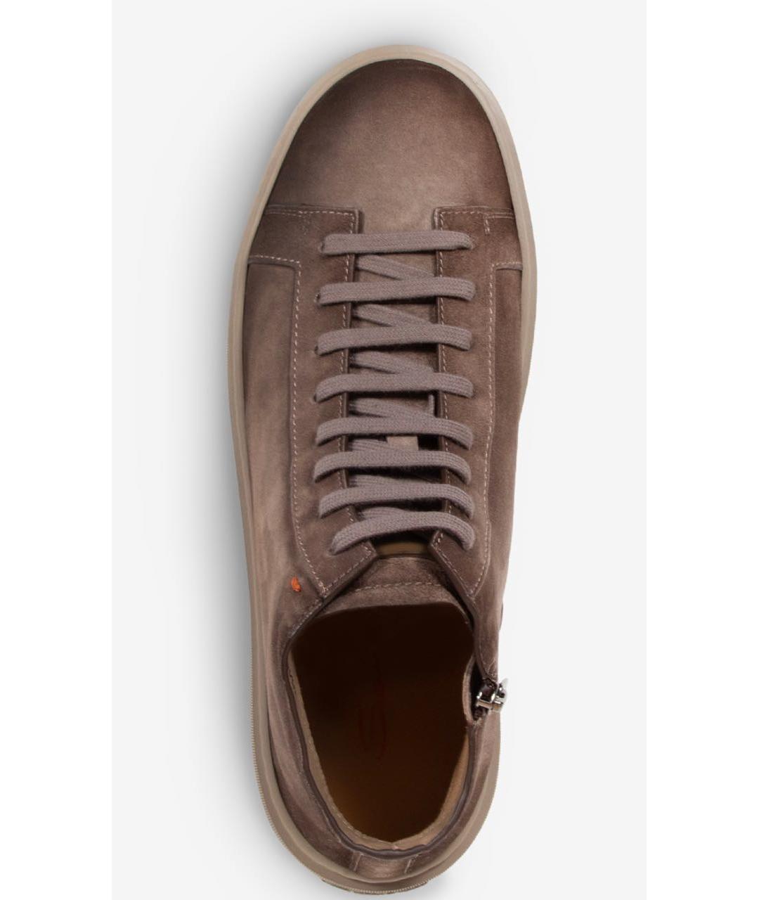 SANTONI Коричневые замшевые высокие кроссовки / кеды, фото 5