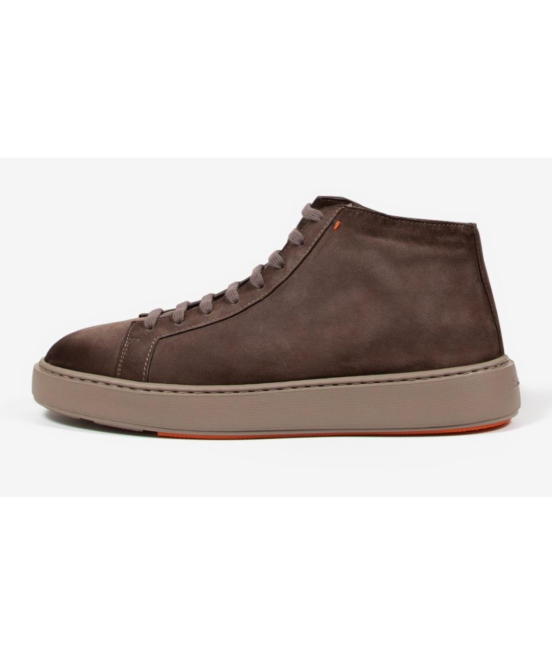 SANTONI Коричневые замшевые высокие кроссовки / кеды, фото 6