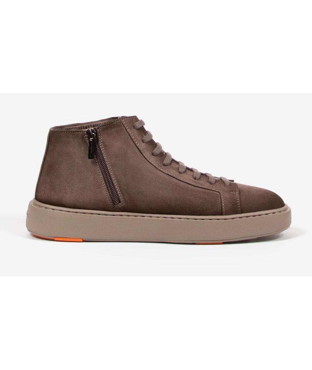 SANTONI Коричневые замшевые высокие кроссовки / кеды, фото 3