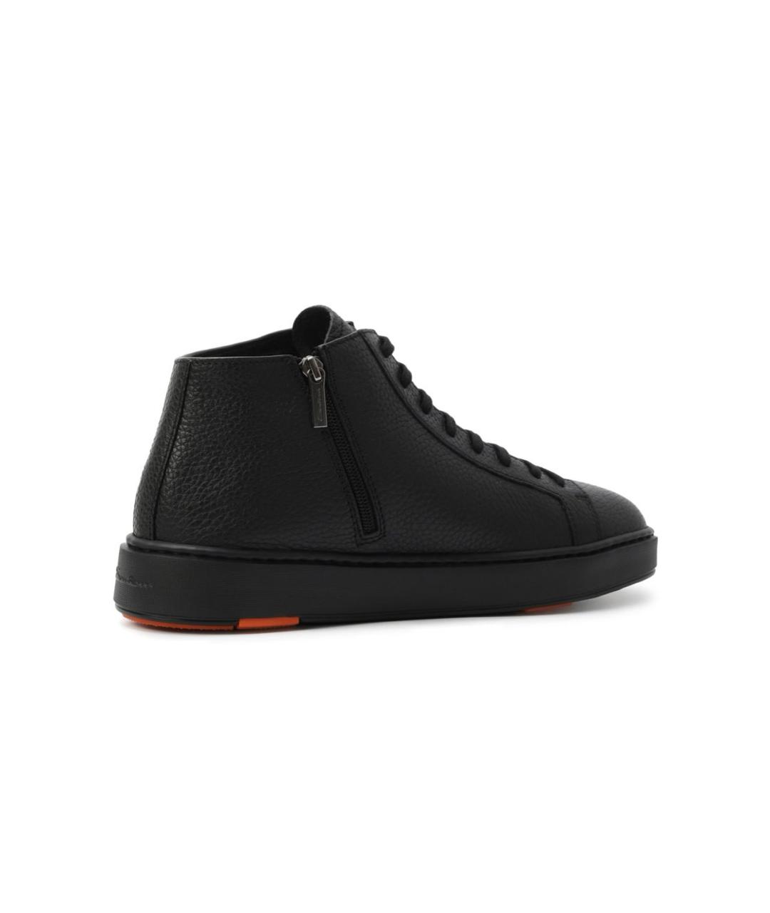 SANTONI Черные кожаные высокие кроссовки / кеды, фото 3