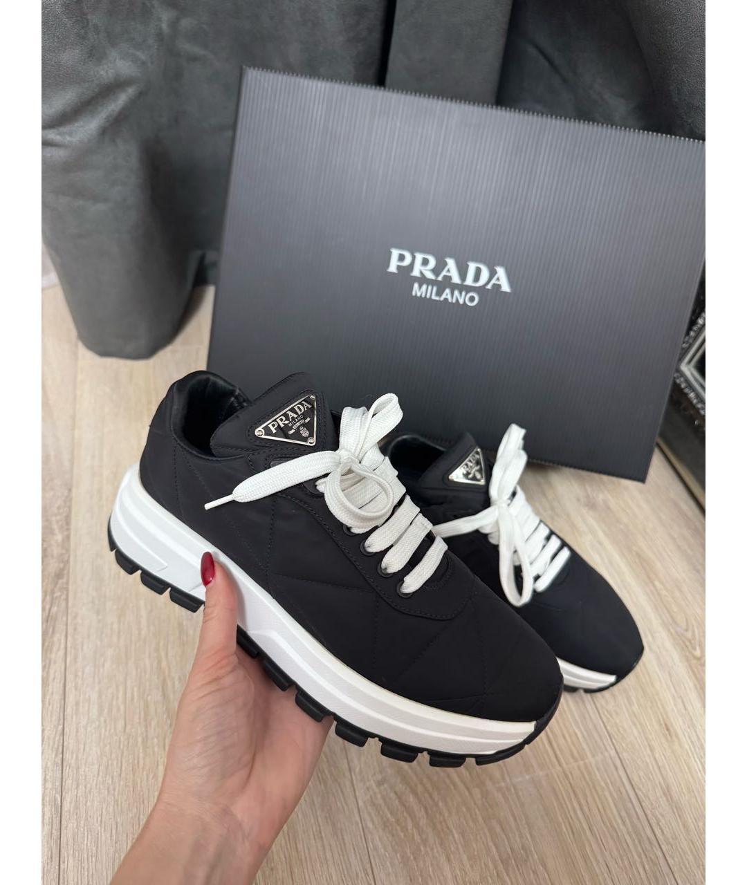 PRADA Черные текстильные кроссовки, фото 8