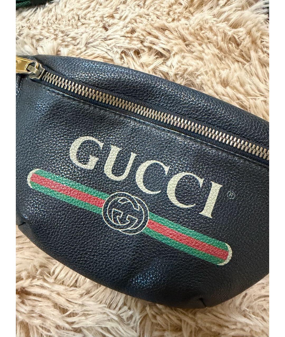 GUCCI Черная кожаная поясная сумка, фото 2