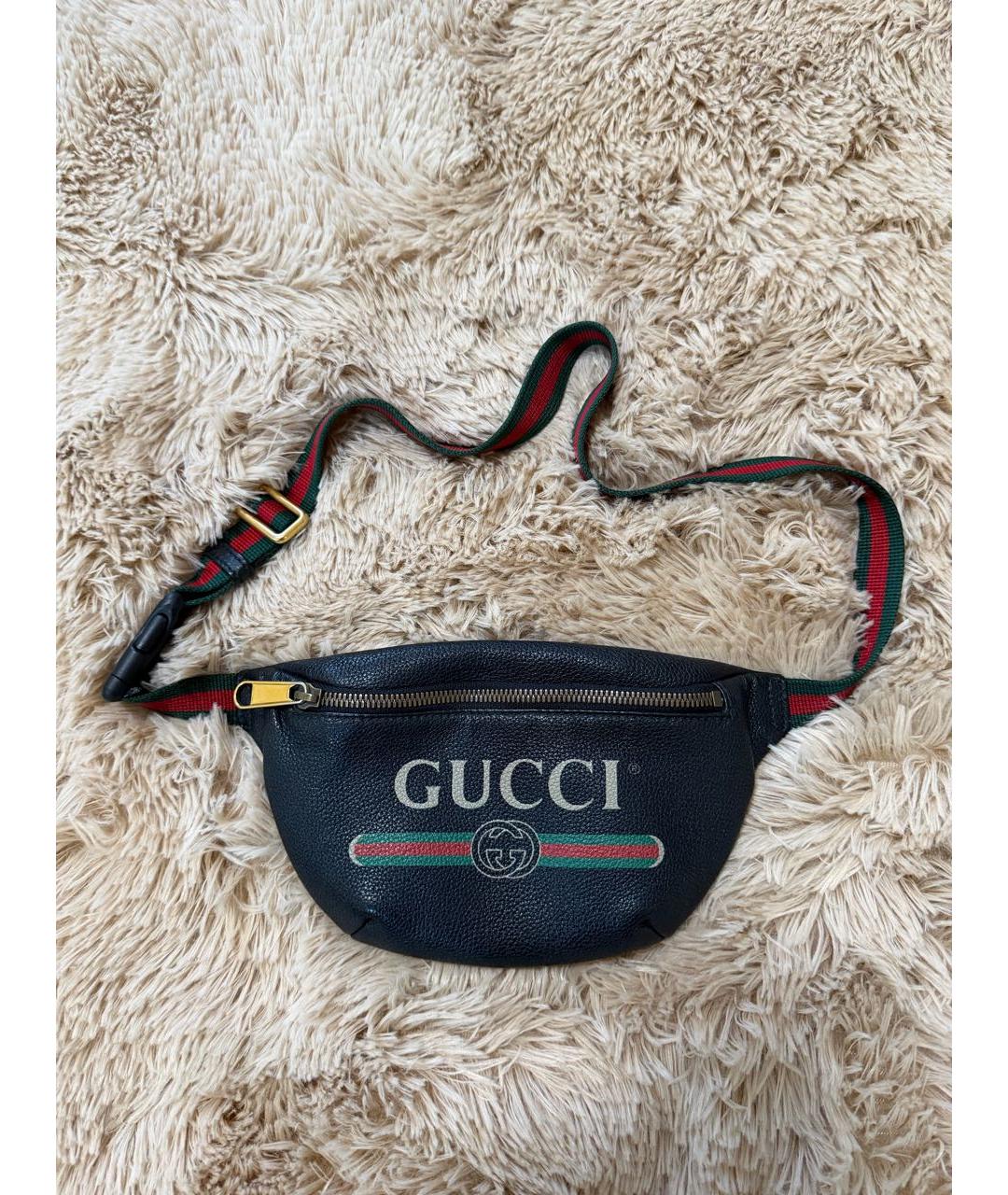 GUCCI Черная кожаная поясная сумка, фото 5