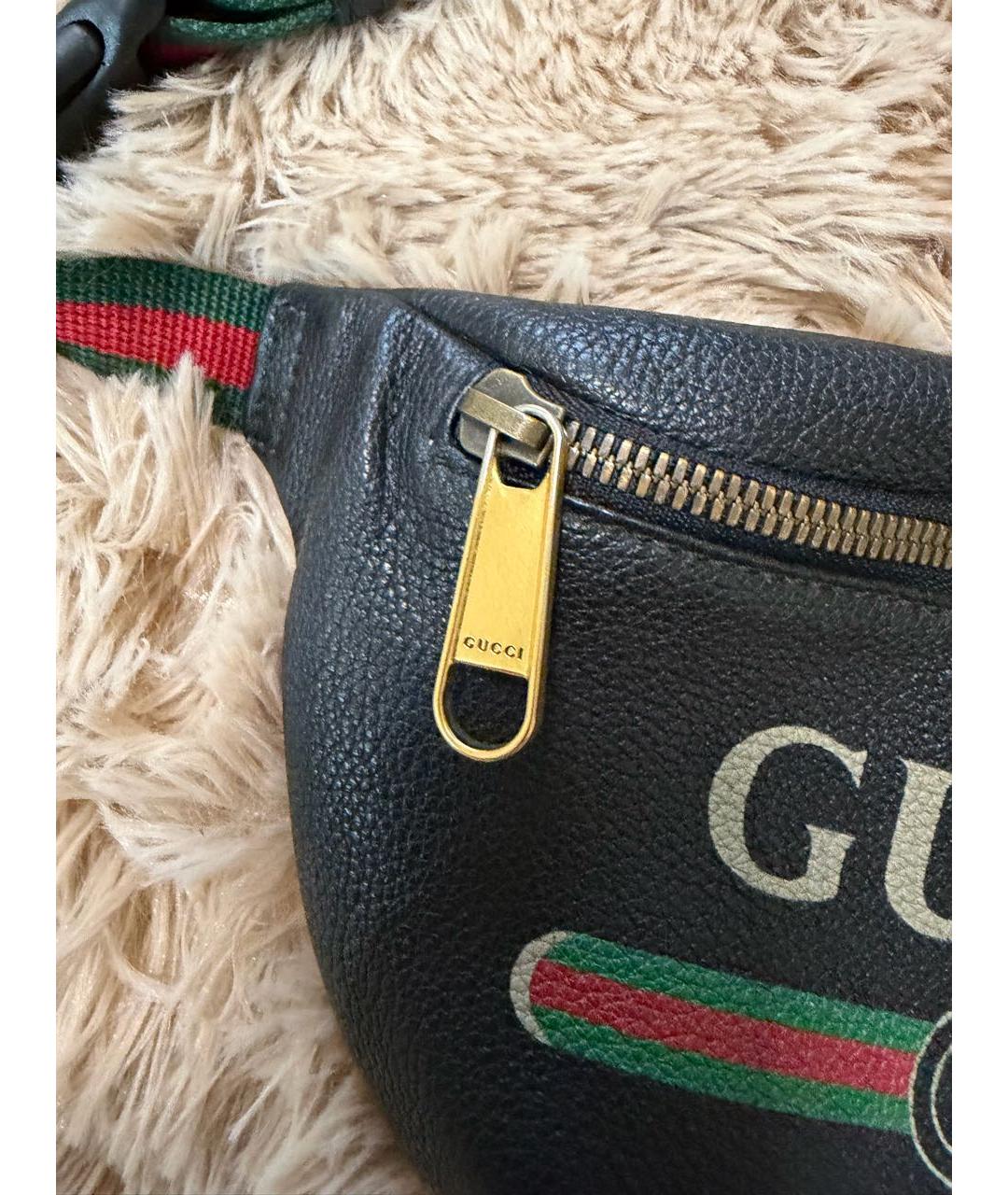 GUCCI Черная кожаная поясная сумка, фото 3