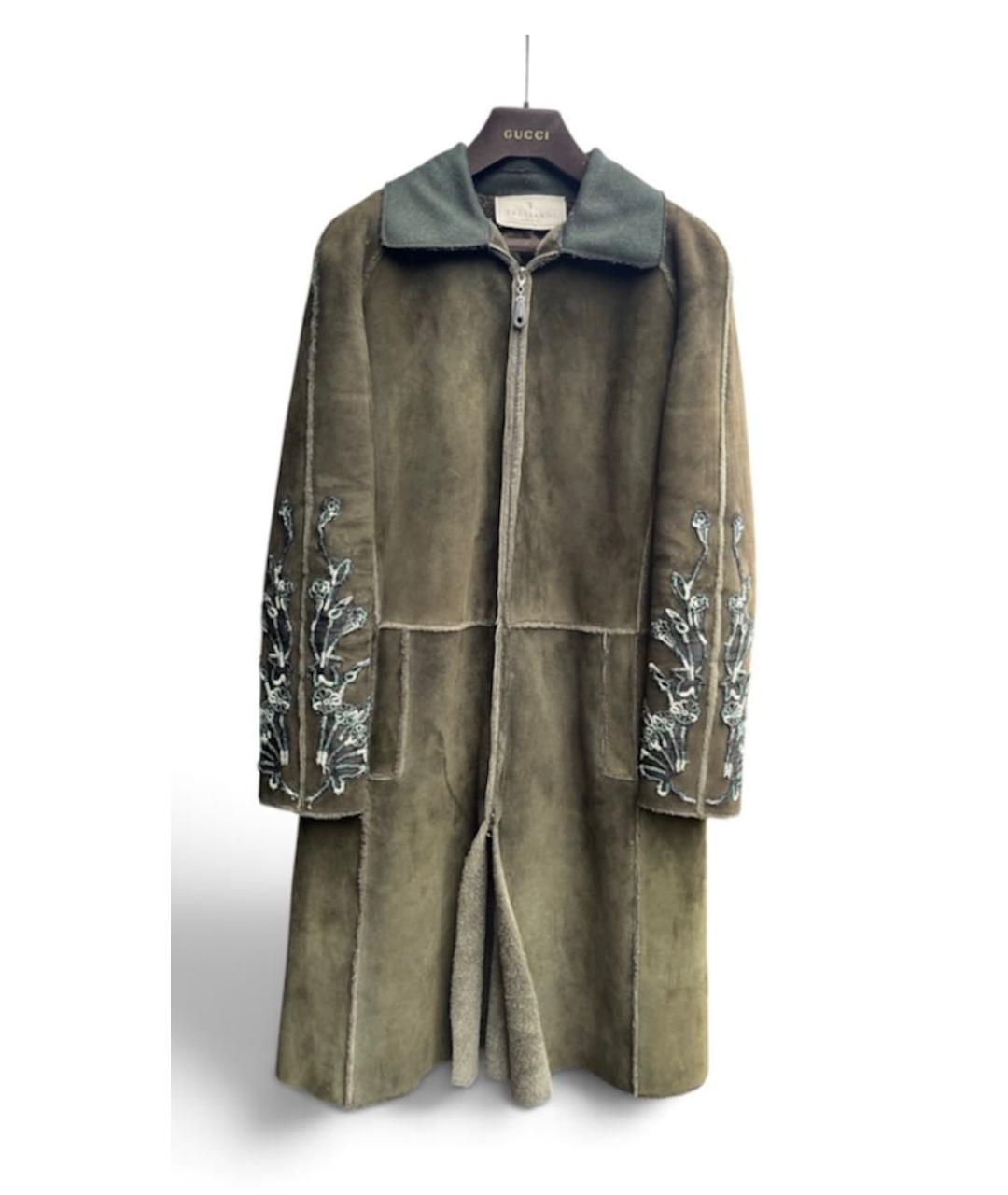 TRUSSARDI Хаки замшевая дубленка, фото 6