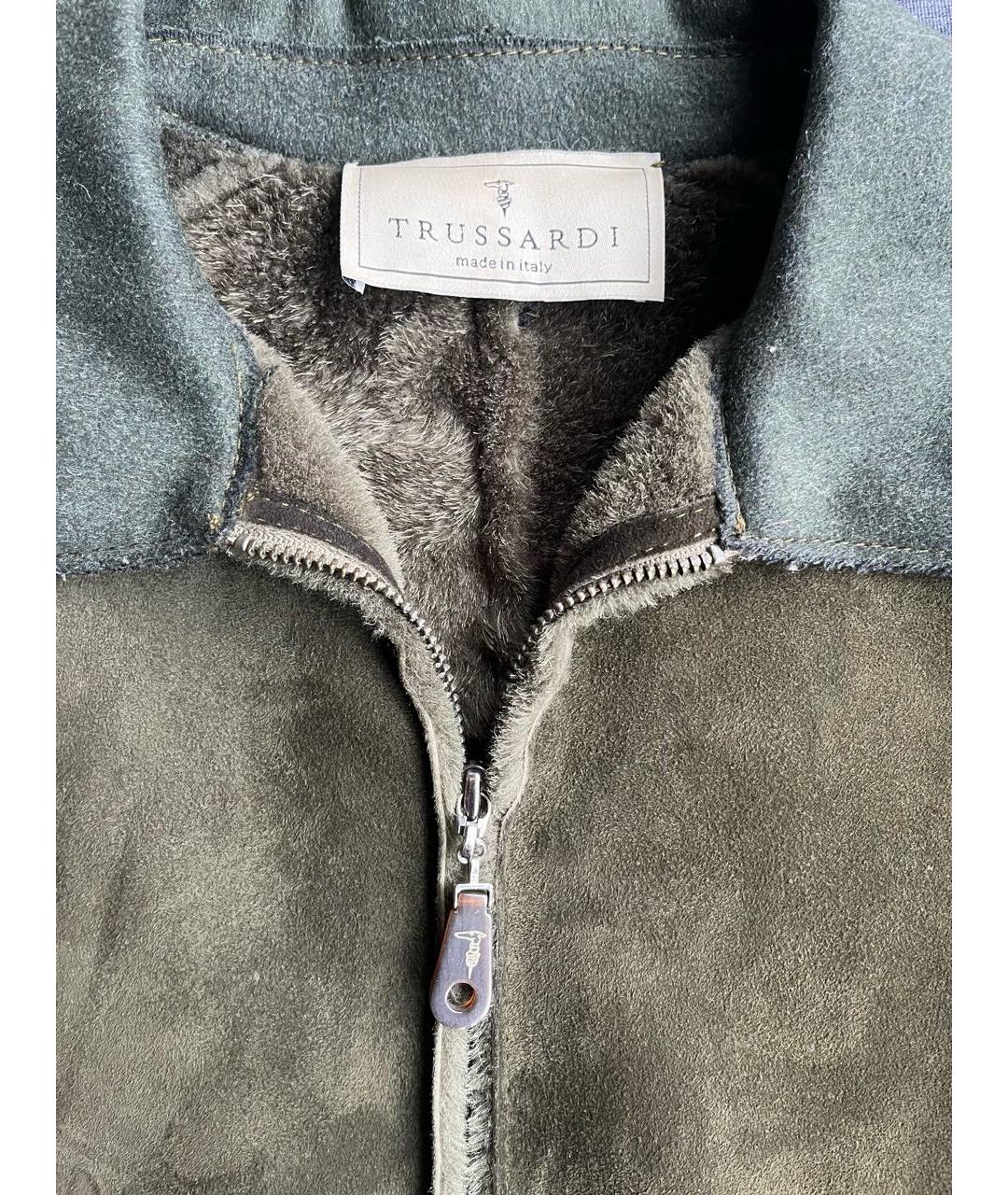 TRUSSARDI Хаки замшевая дубленка, фото 3