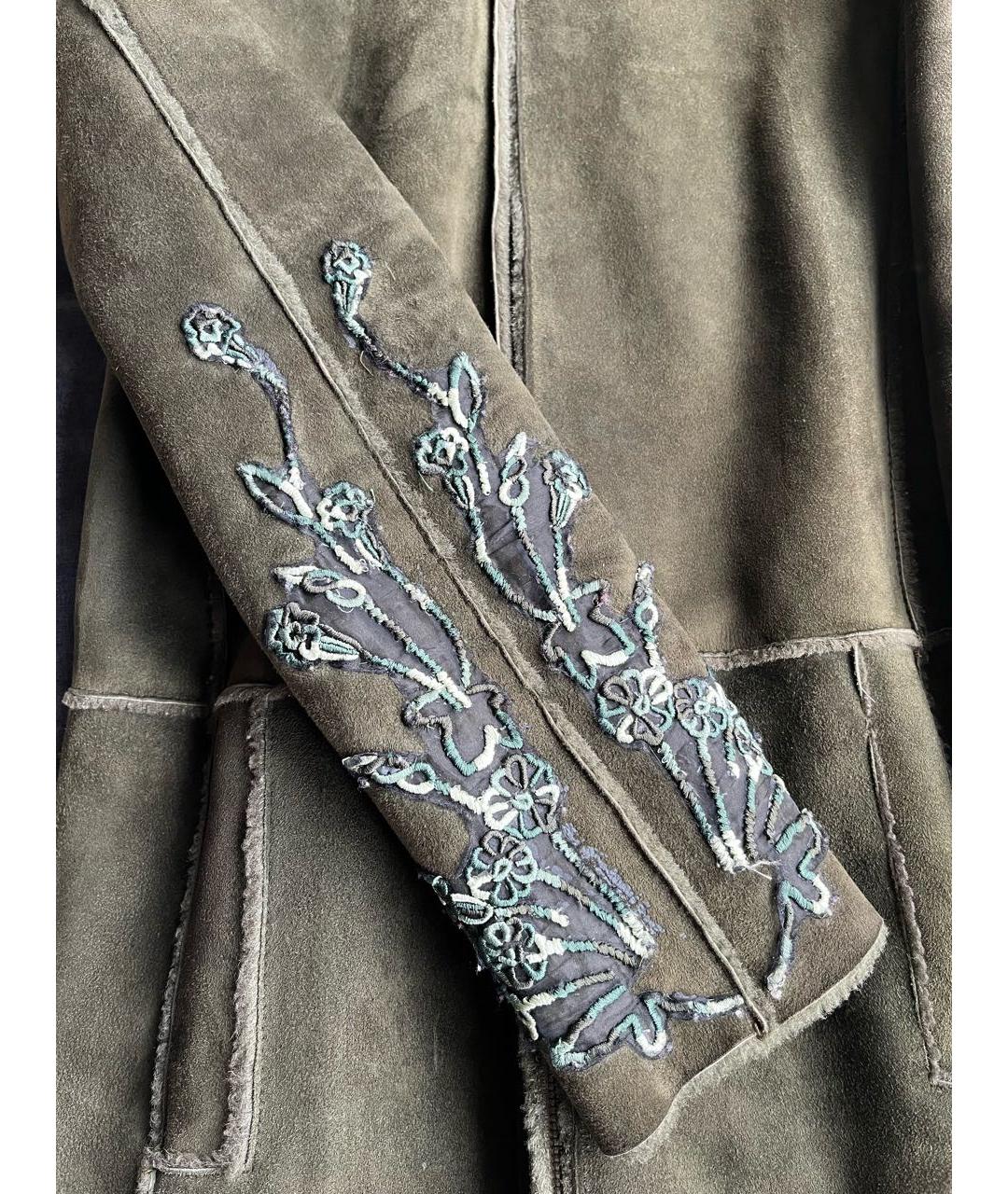 TRUSSARDI Хаки замшевая дубленка, фото 4