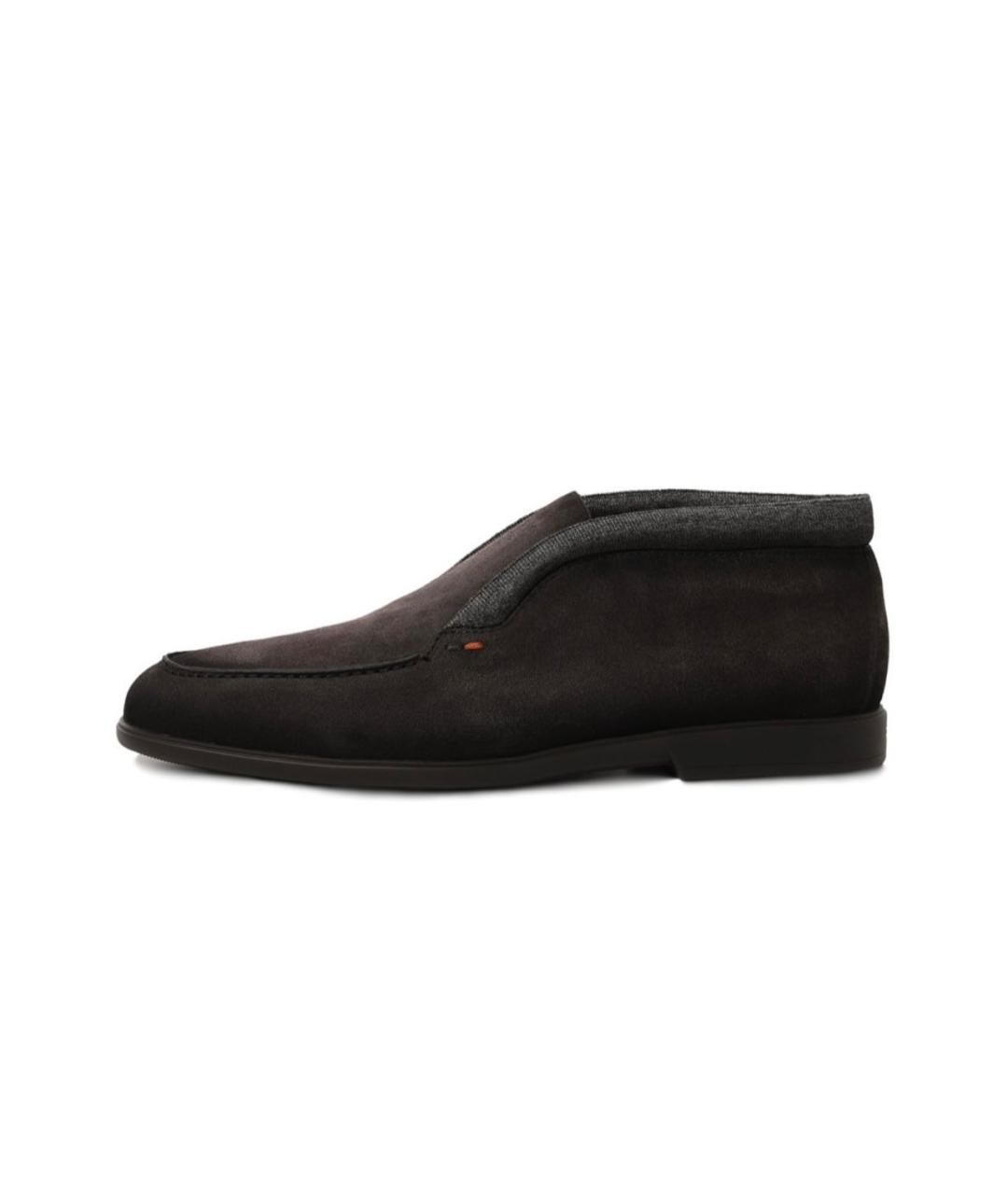 SANTONI Коричневые замшевые низкие ботинки, фото 6