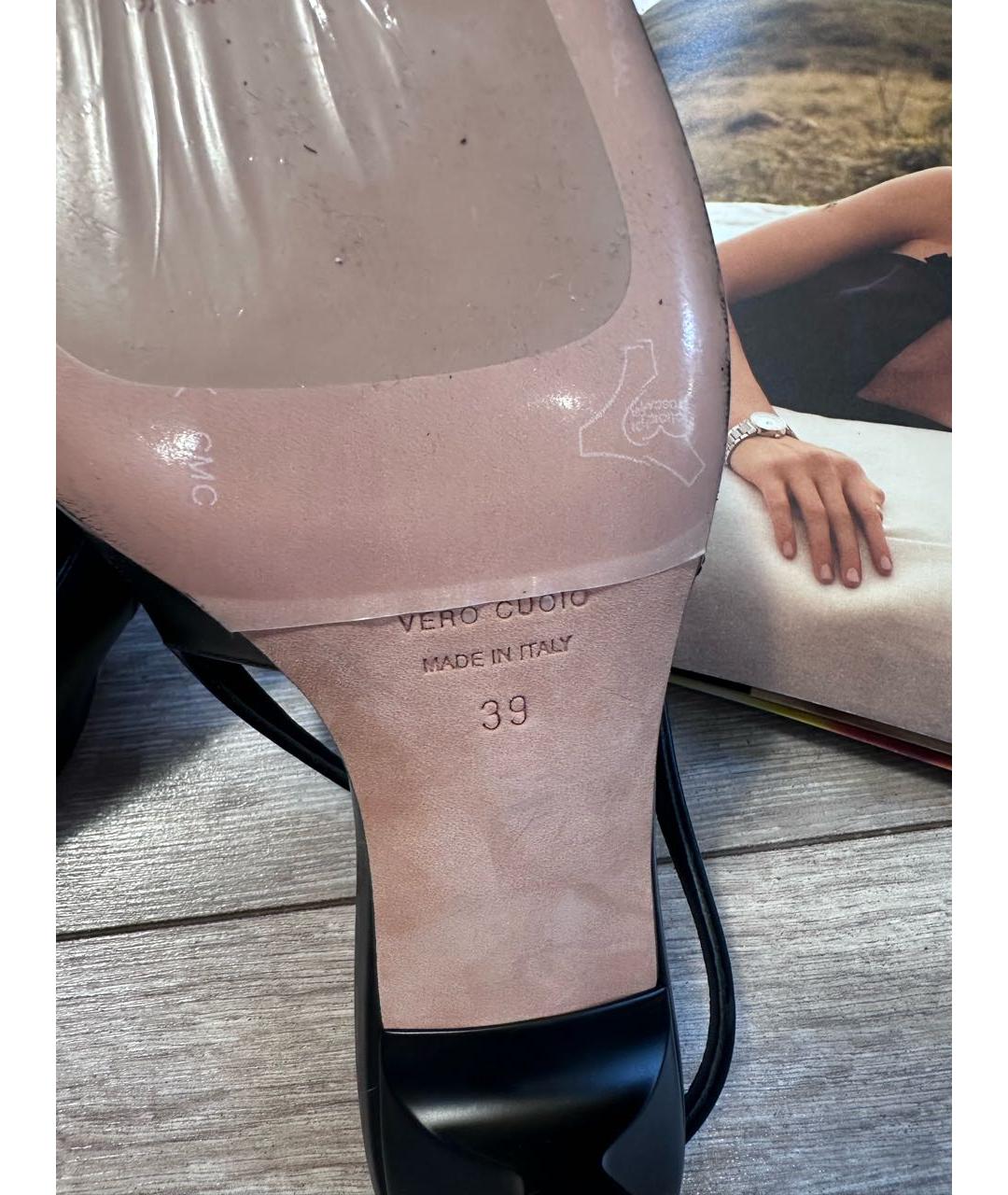 SPORTMAX Черные кожаные мюли, фото 5
