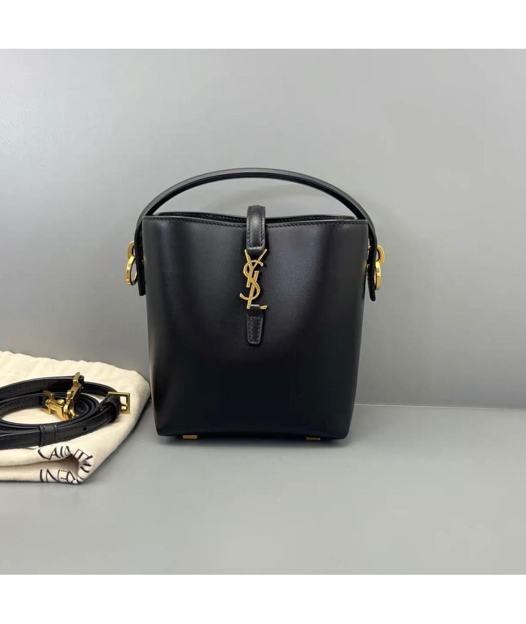SAINT LAURENT Черная кожаная сумка тоут, фото 9