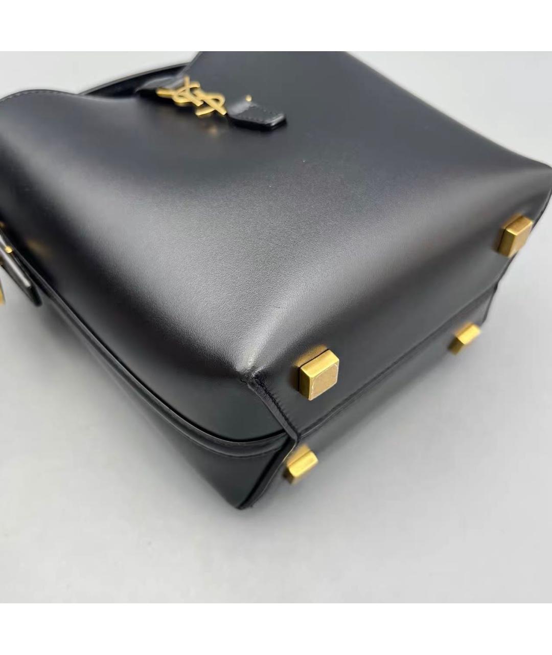 SAINT LAURENT Черная кожаная сумка тоут, фото 7