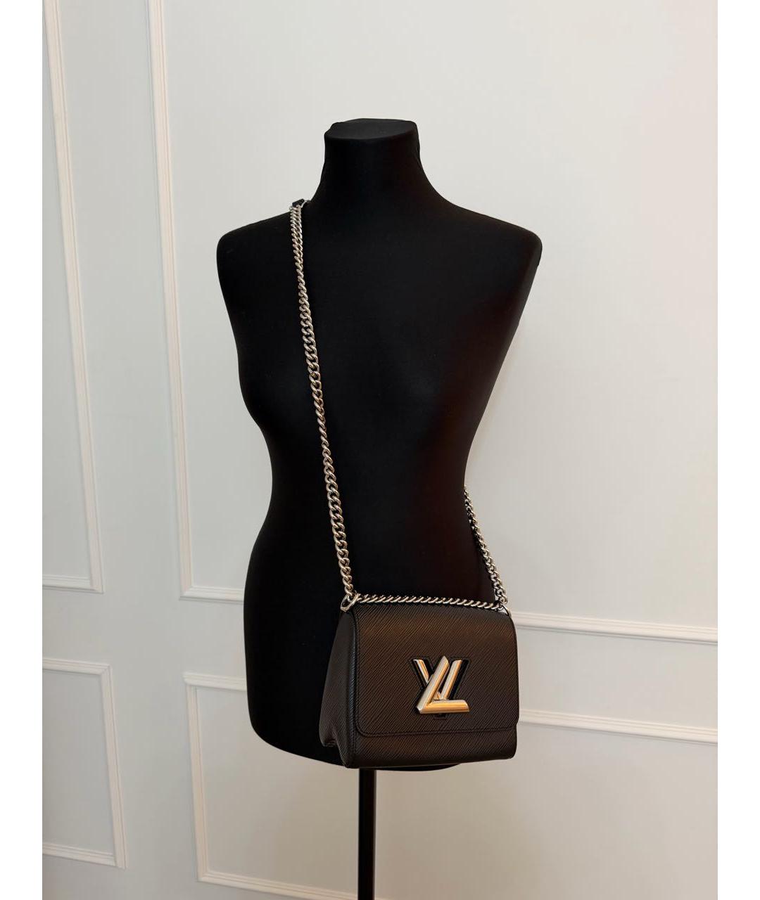 LOUIS VUITTON Черная кожаная сумка через плечо, фото 8