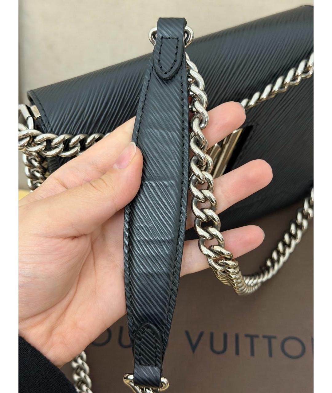LOUIS VUITTON Черная кожаная сумка через плечо, фото 6
