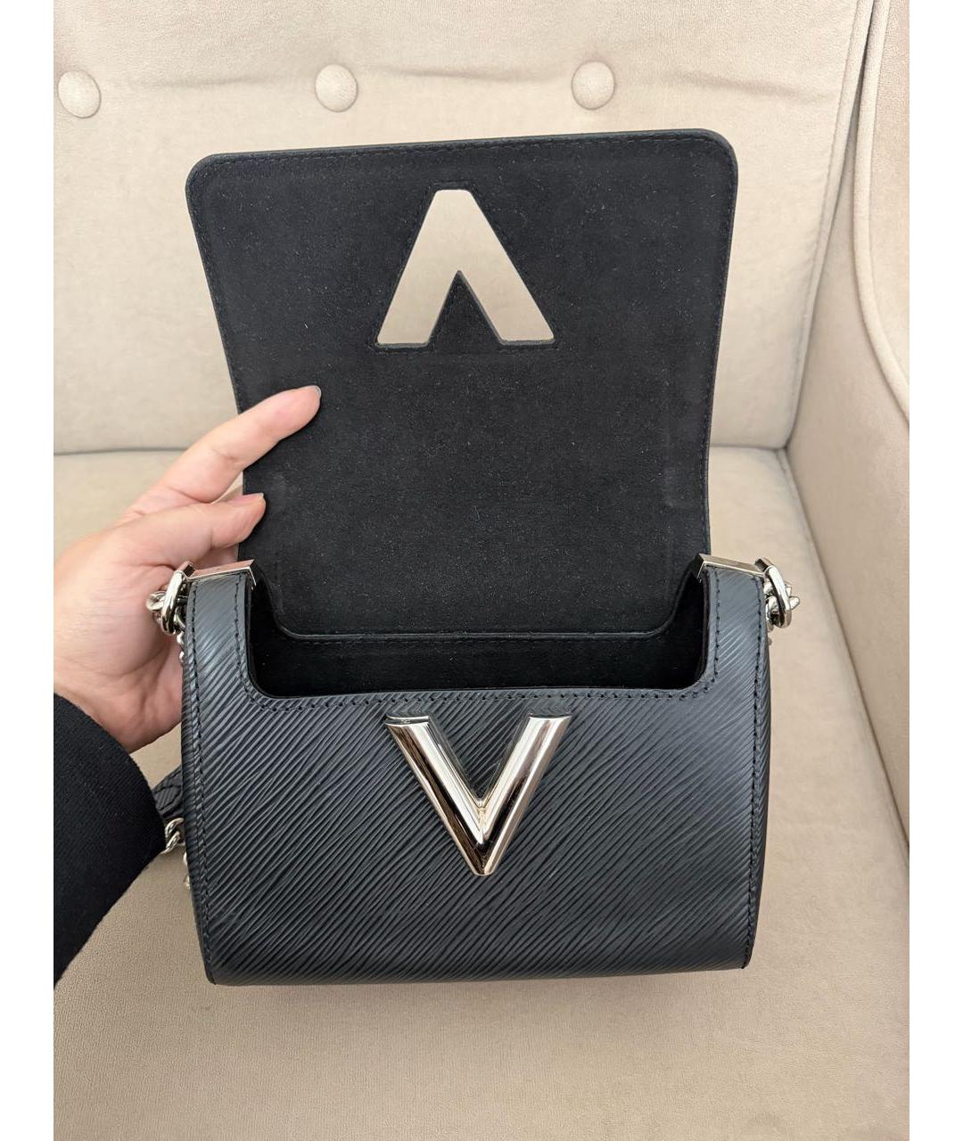 LOUIS VUITTON Черная кожаная сумка через плечо, фото 5