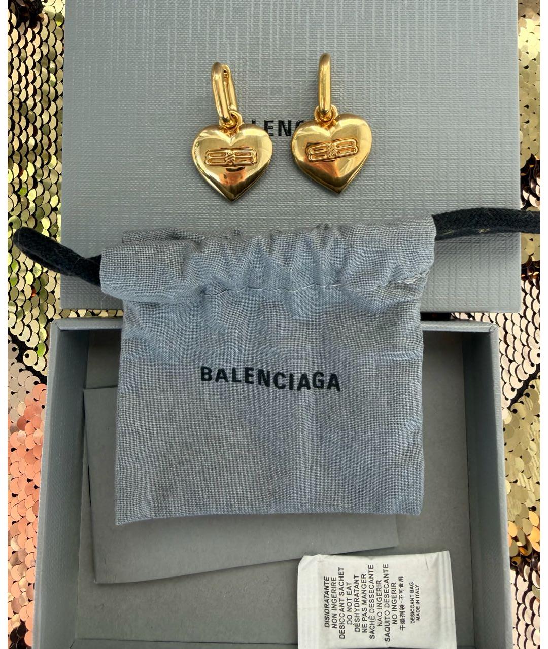 BALENCIAGA Золотые латунные серьги, фото 4
