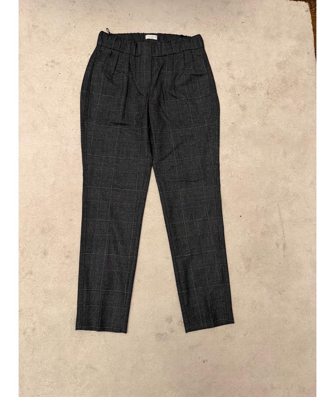 BRUNELLO CUCINELLI Серые шерстяные брюки узкие, фото 3