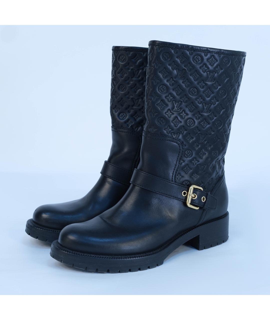 LOUIS VUITTON Черные кожаные сапоги, фото 3