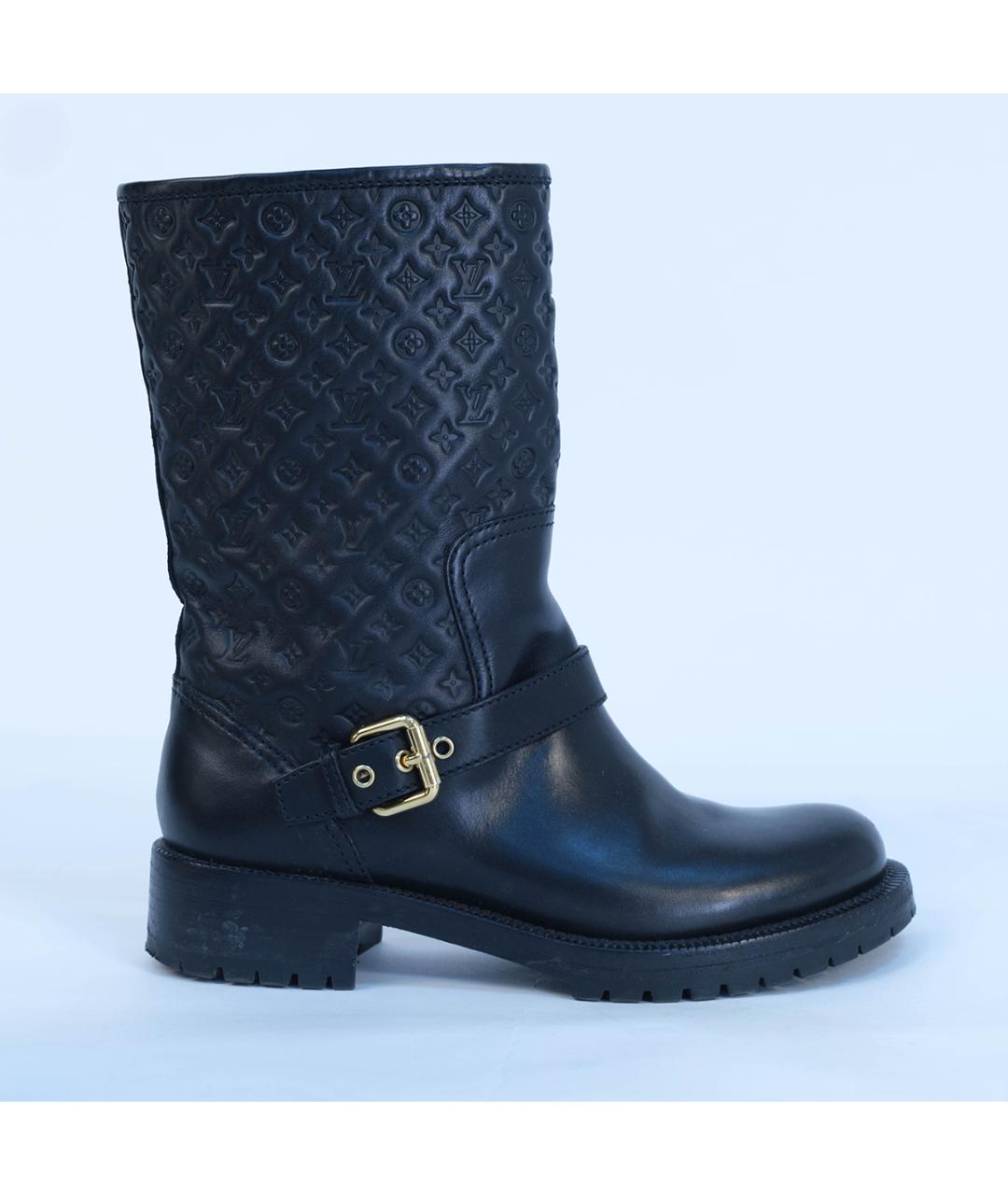 LOUIS VUITTON Черные кожаные сапоги, фото 2
