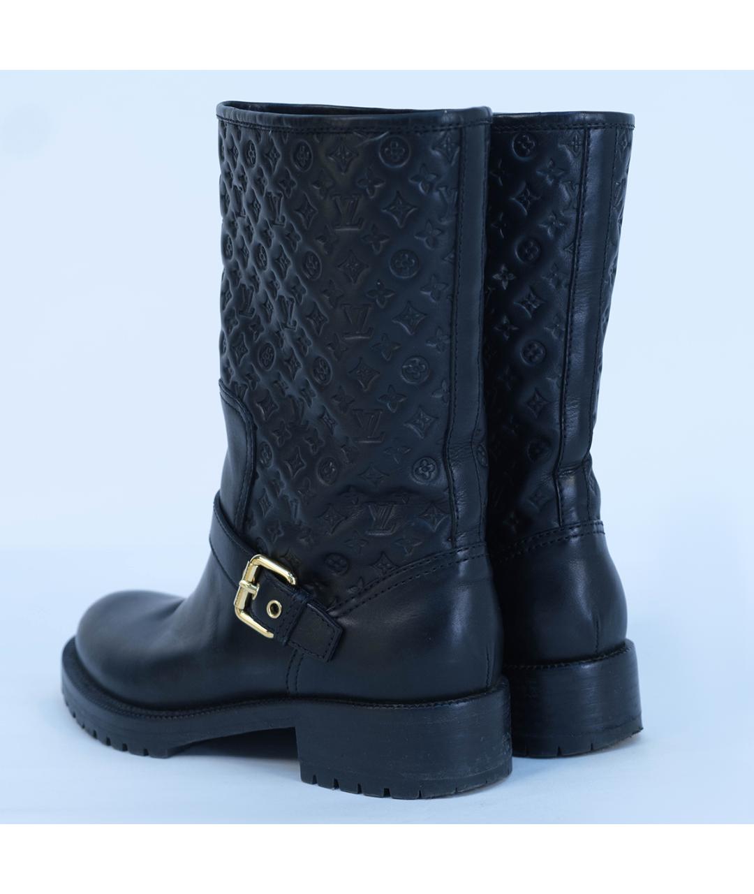 LOUIS VUITTON Черные кожаные сапоги, фото 7