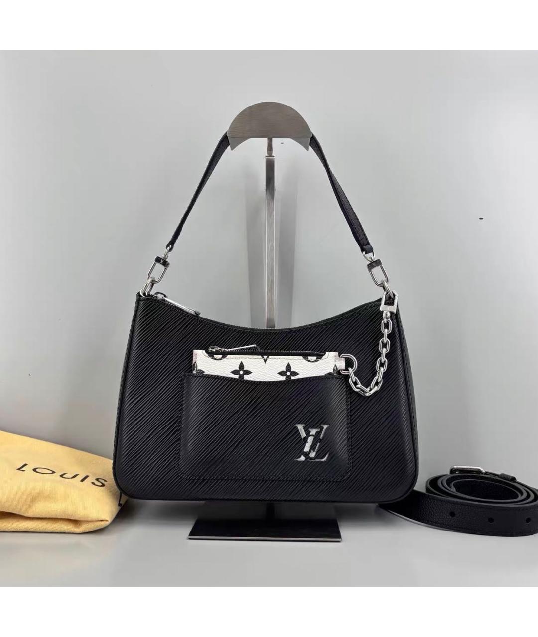 LOUIS VUITTON Черная кожаная сумка через плечо, фото 8