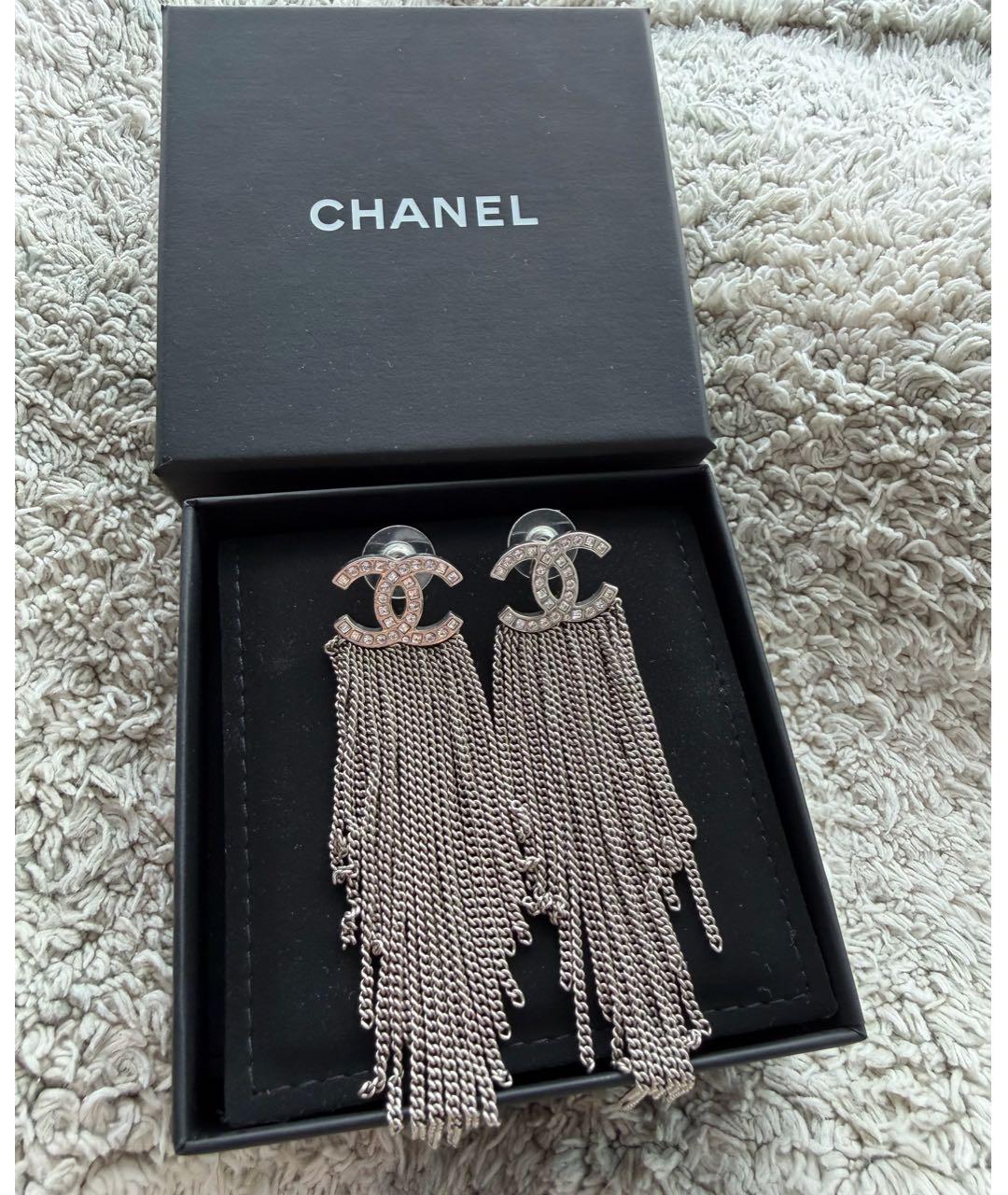 CHANEL Серебряные металлические серьги, фото 2
