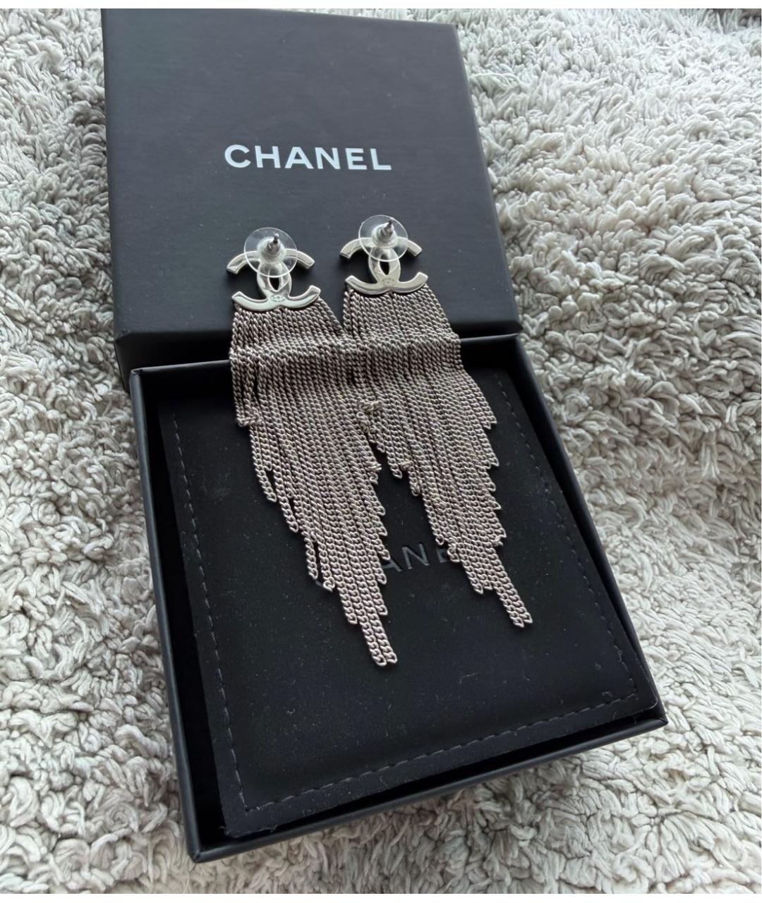 CHANEL Серебряные металлические серьги, фото 3