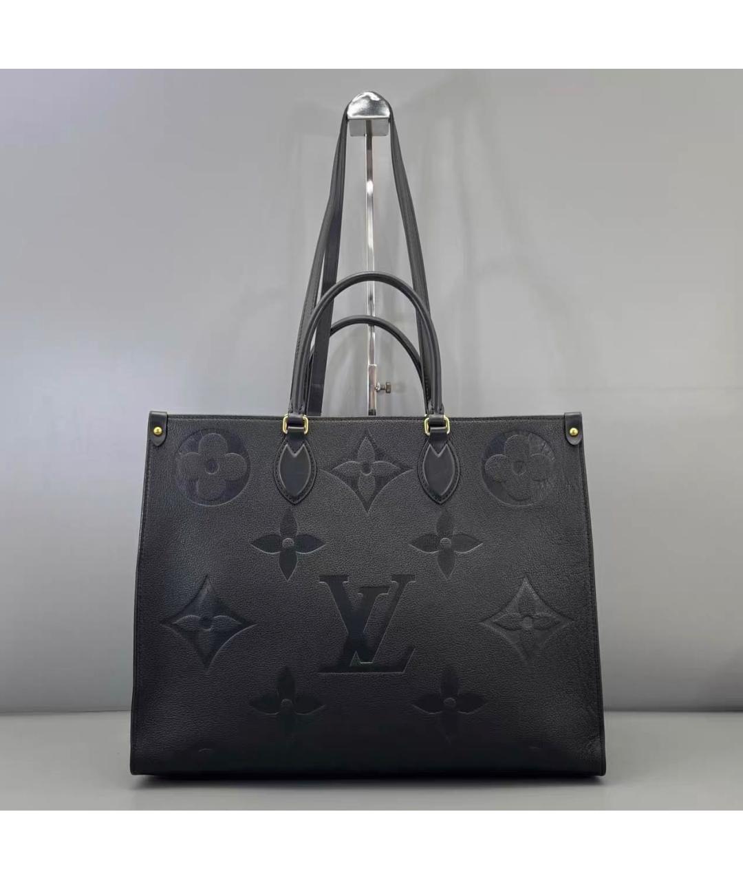 LOUIS VUITTON Черная кожаная сумка тоут, фото 9
