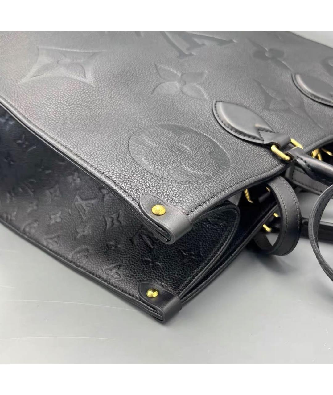 LOUIS VUITTON Черная кожаная сумка тоут, фото 8