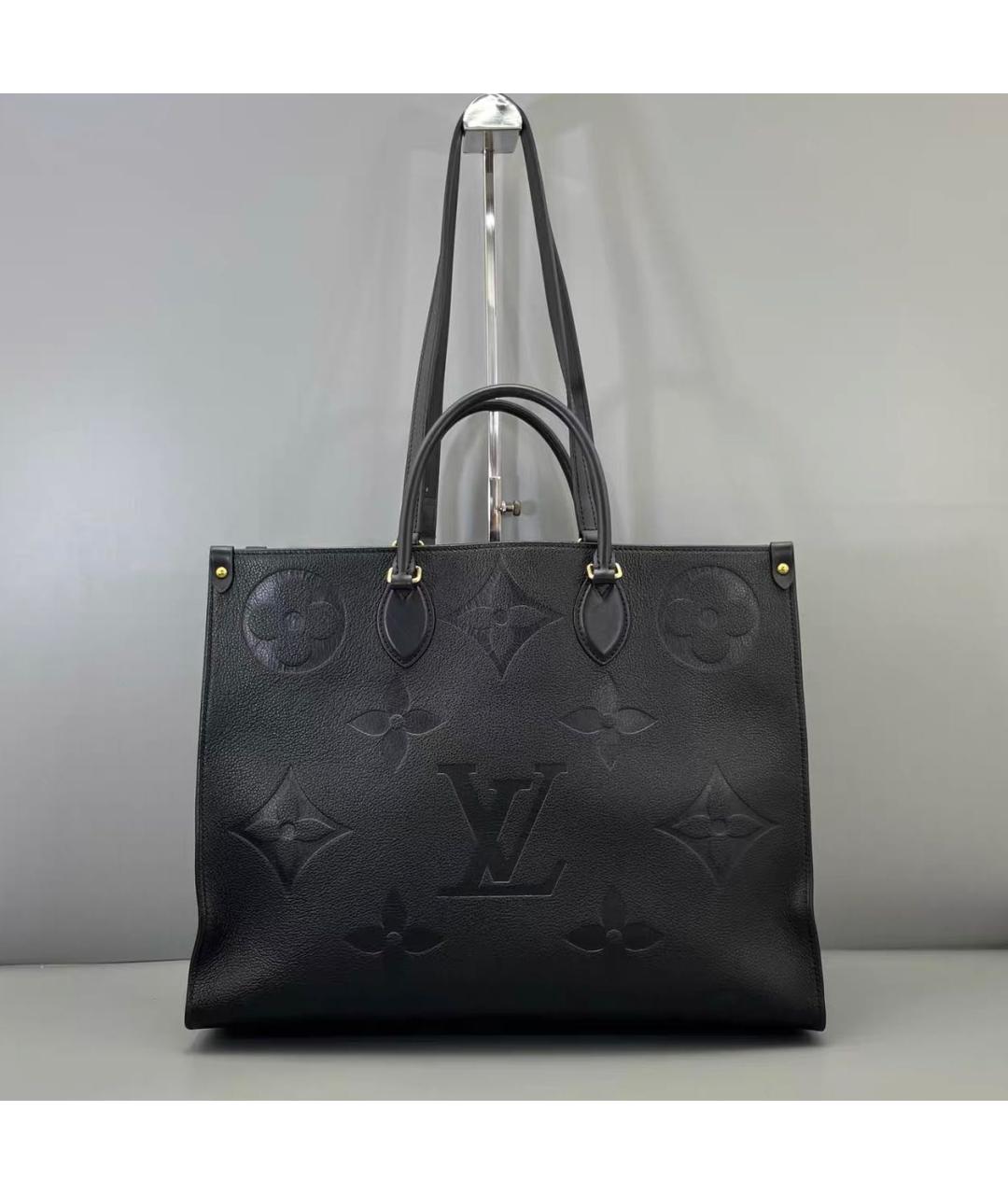 LOUIS VUITTON Черная кожаная сумка тоут, фото 3