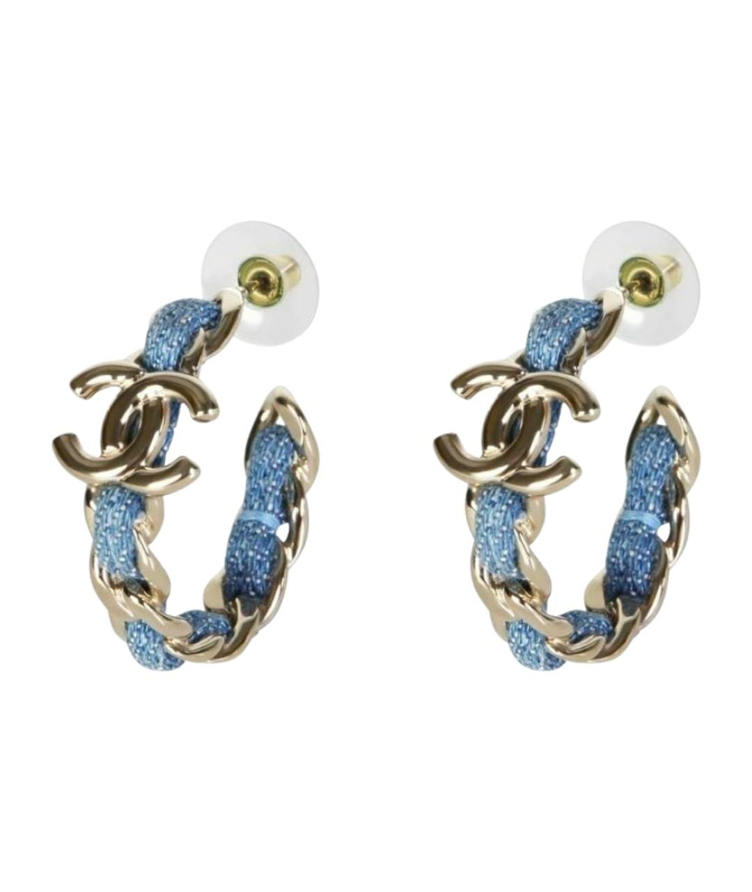 CHANEL Синие металлические серьги, фото 1