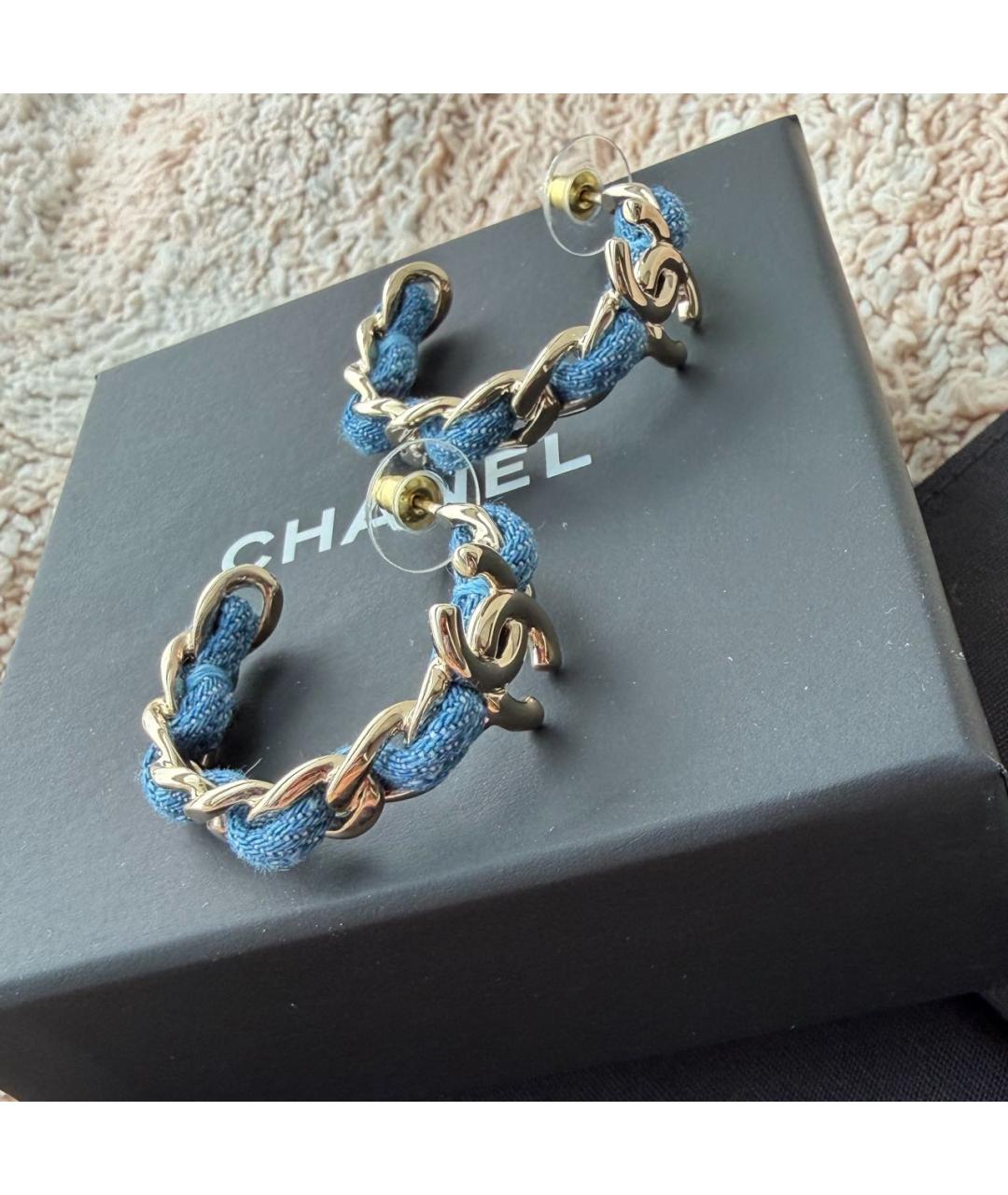 CHANEL Синие металлические серьги, фото 4