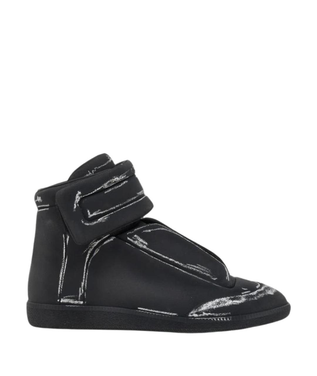 MAISON MARGIELA Черные кожаные высокие кроссовки / кеды, фото 1