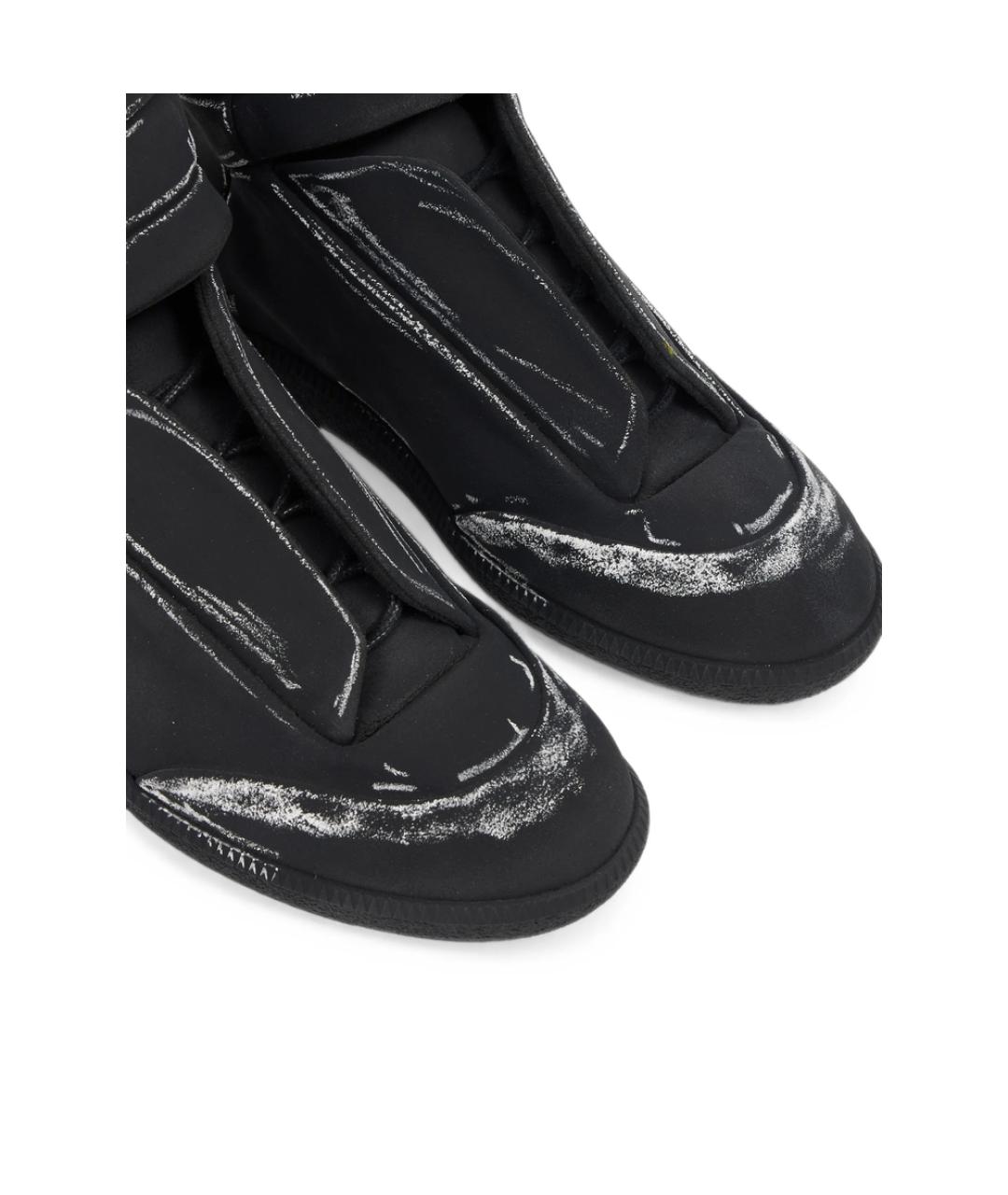 MAISON MARGIELA Черные кожаные высокие кроссовки / кеды, фото 4