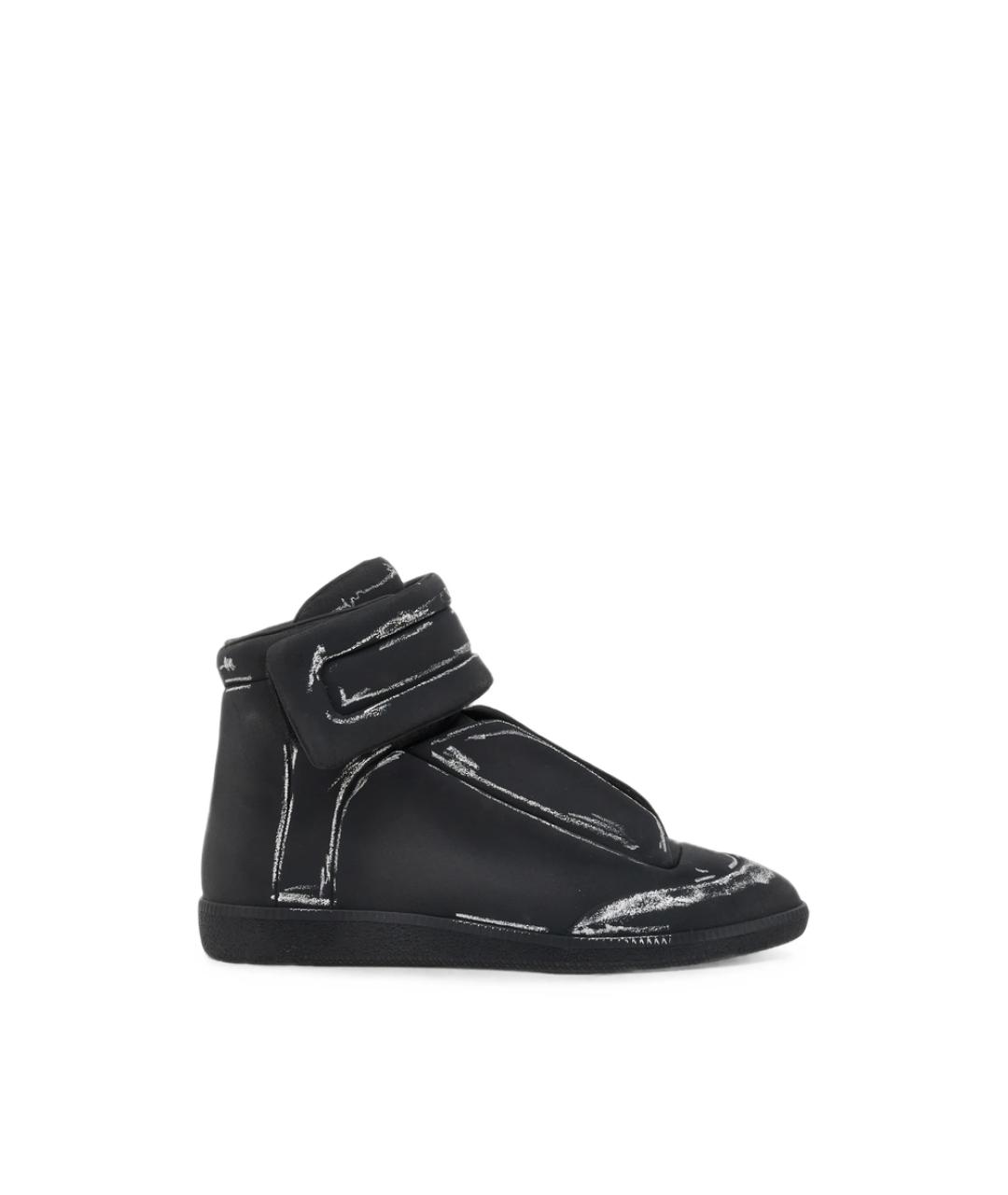 MAISON MARGIELA Черные кожаные высокие кроссовки / кеды, фото 7