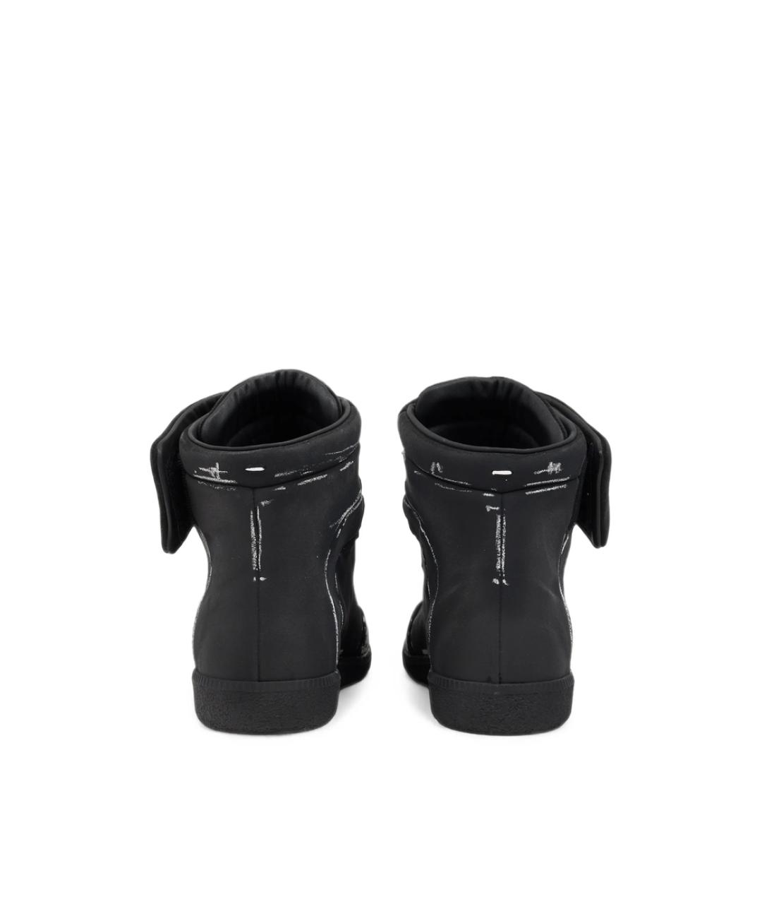 MAISON MARGIELA Черные кожаные высокие кроссовки / кеды, фото 6