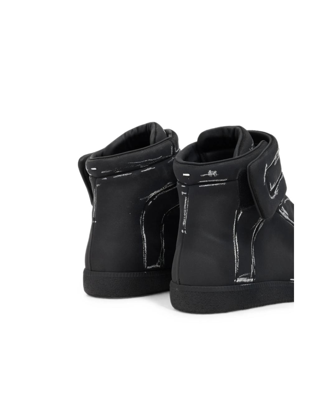 MAISON MARGIELA Черные кожаные высокие кроссовки / кеды, фото 5