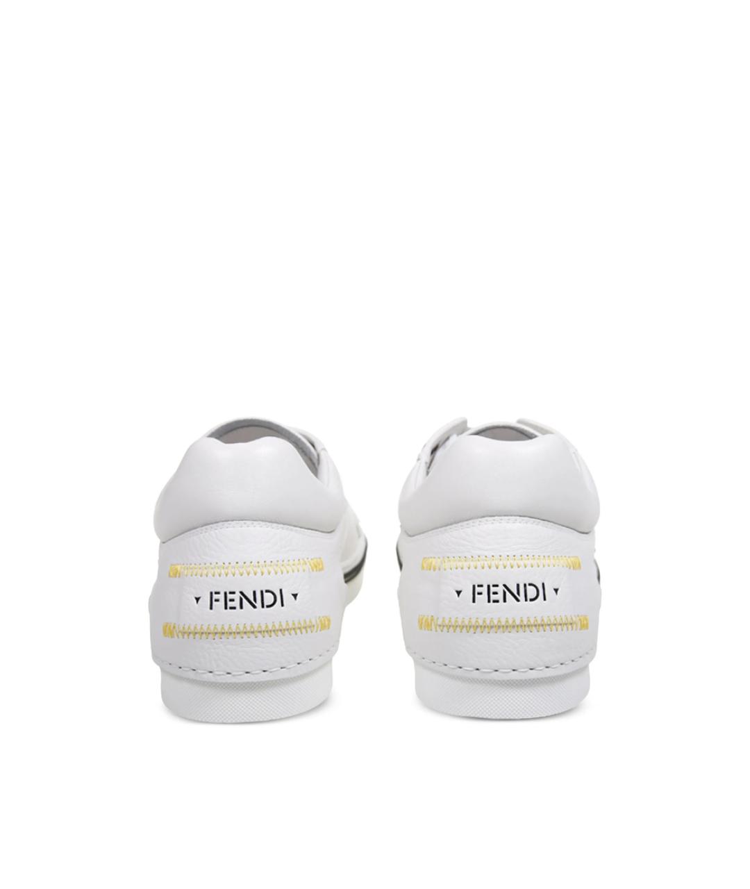 FENDI Белые кожаные низкие кроссовки / кеды, фото 3