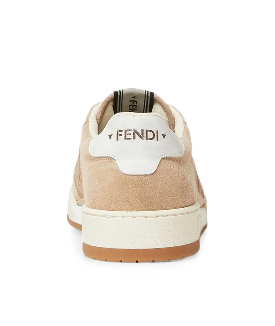 FENDI Бежевые замшевые низкие кроссовки / кеды, фото 3