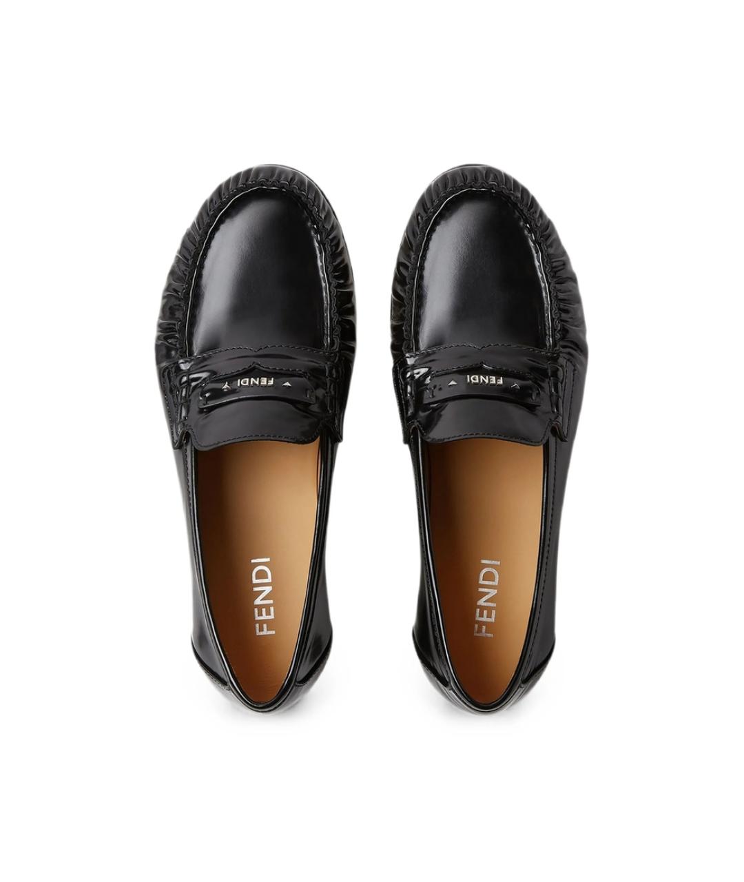 FENDI Черные кожаные лоферы, фото 4