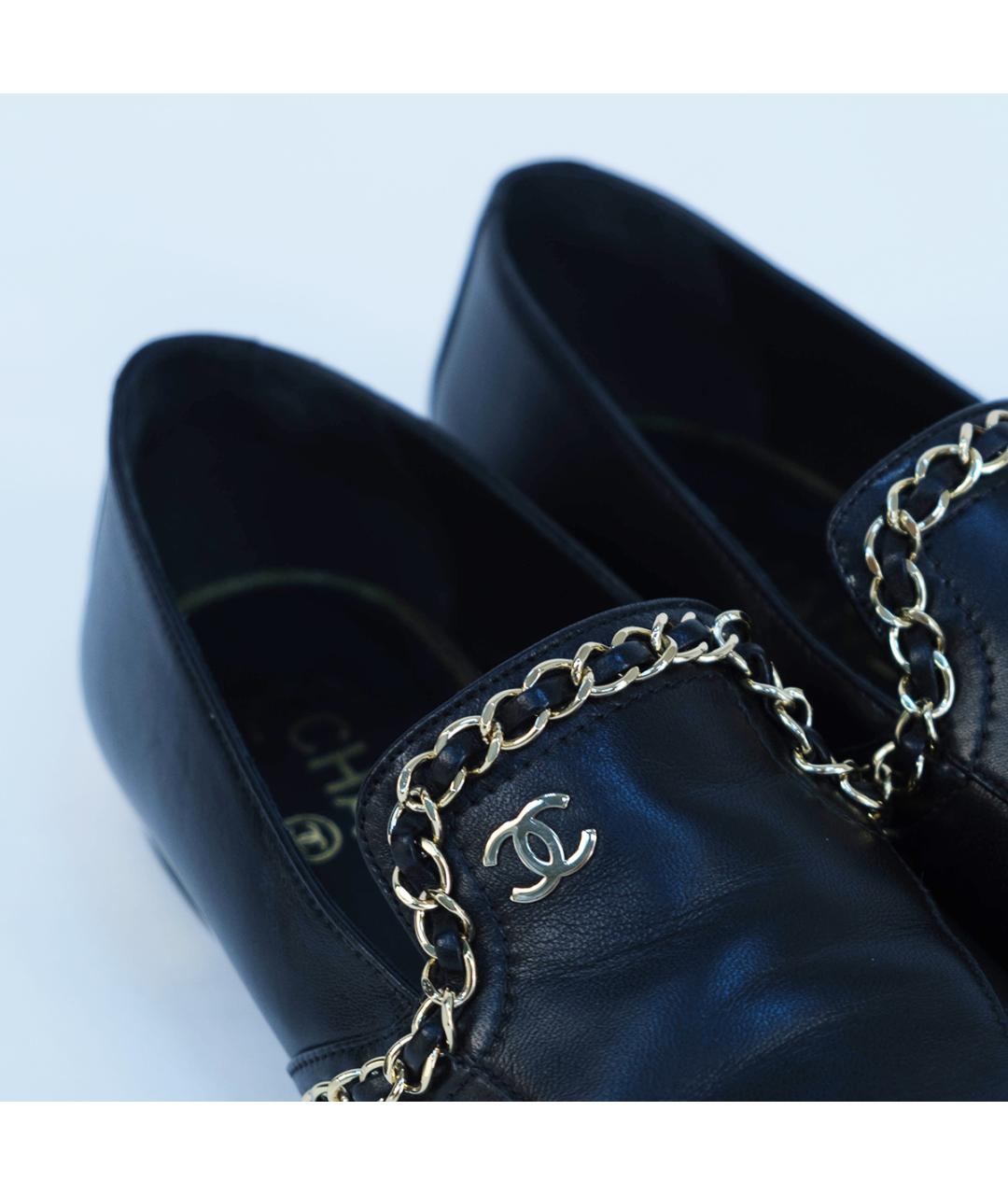 CHANEL Черные кожаные лоферы, фото 5