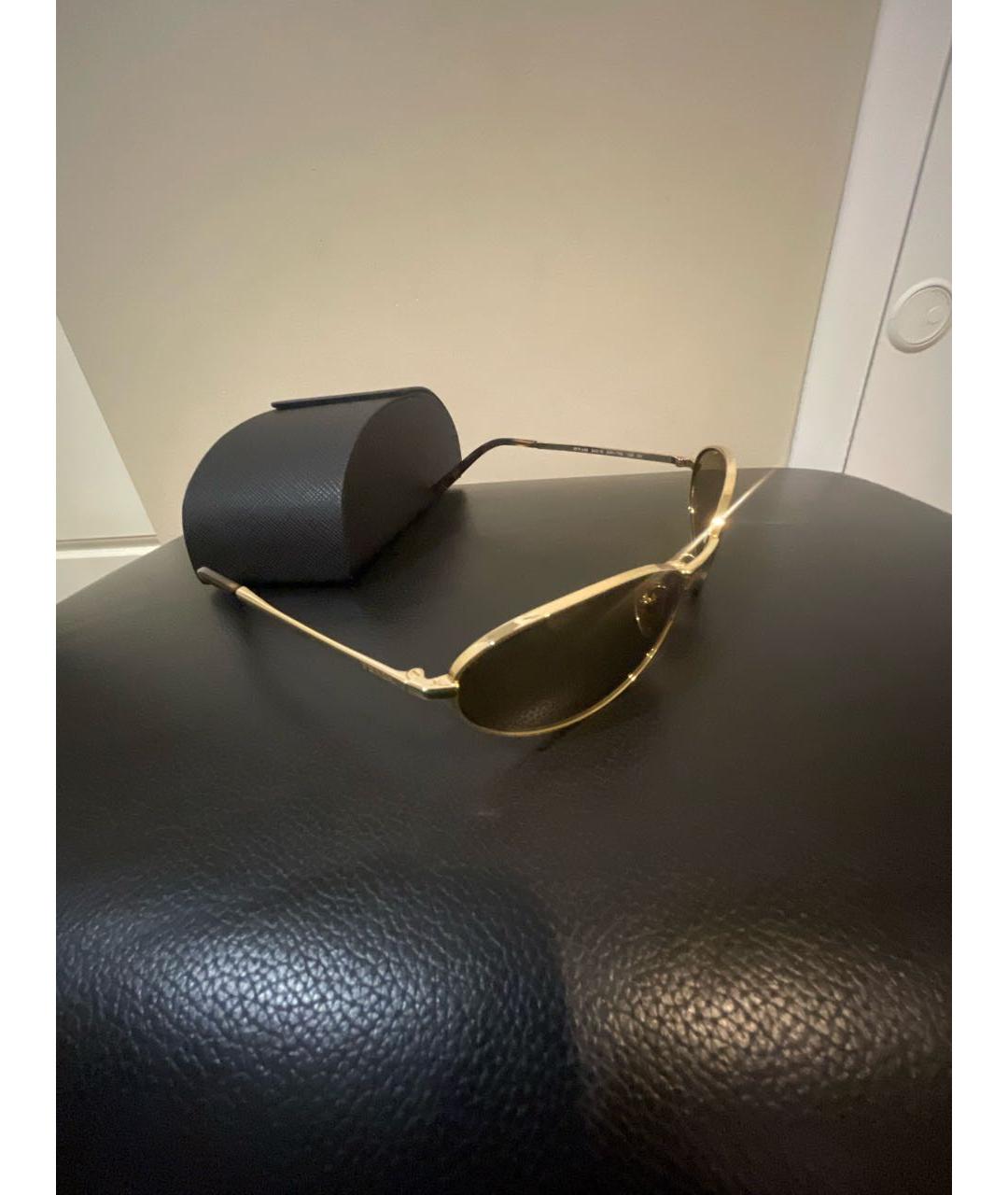 PRADA Золотые металлические солнцезащитные очки, фото 2